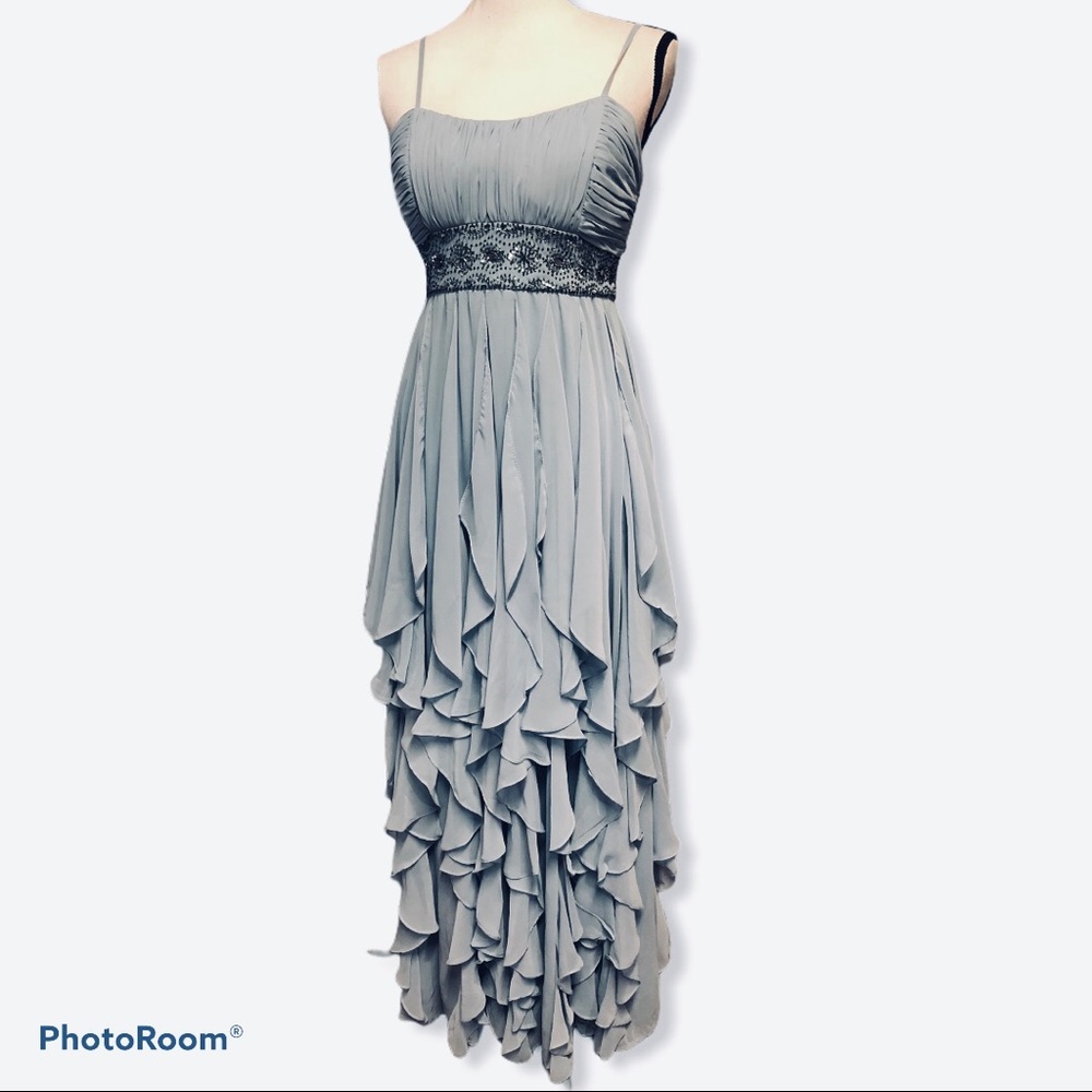 Betsey & Adam | Blue Ruffled skirt Formal Dress